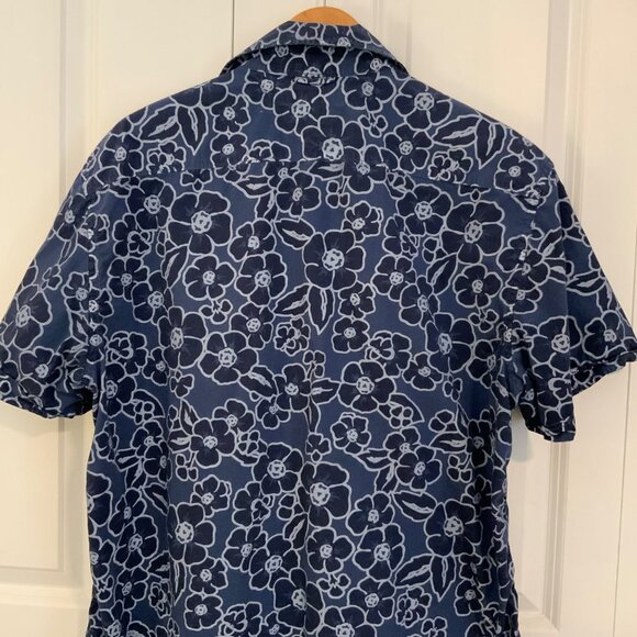 Tommy Hilfiger Blue Hawaiian Floral Print Short Sleeve Button Front Shirt XL - Picture 7 of 10